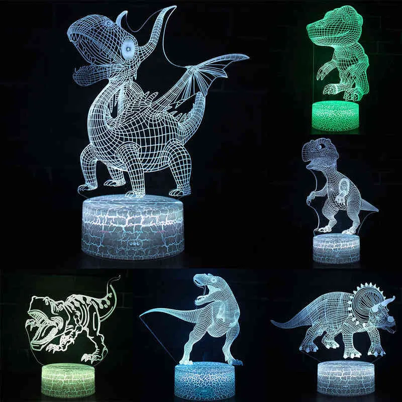 Настольный прикроватный 3D Светодиодный светодиодный световой сериал серия динозавров Подарочный настольный настольный набор