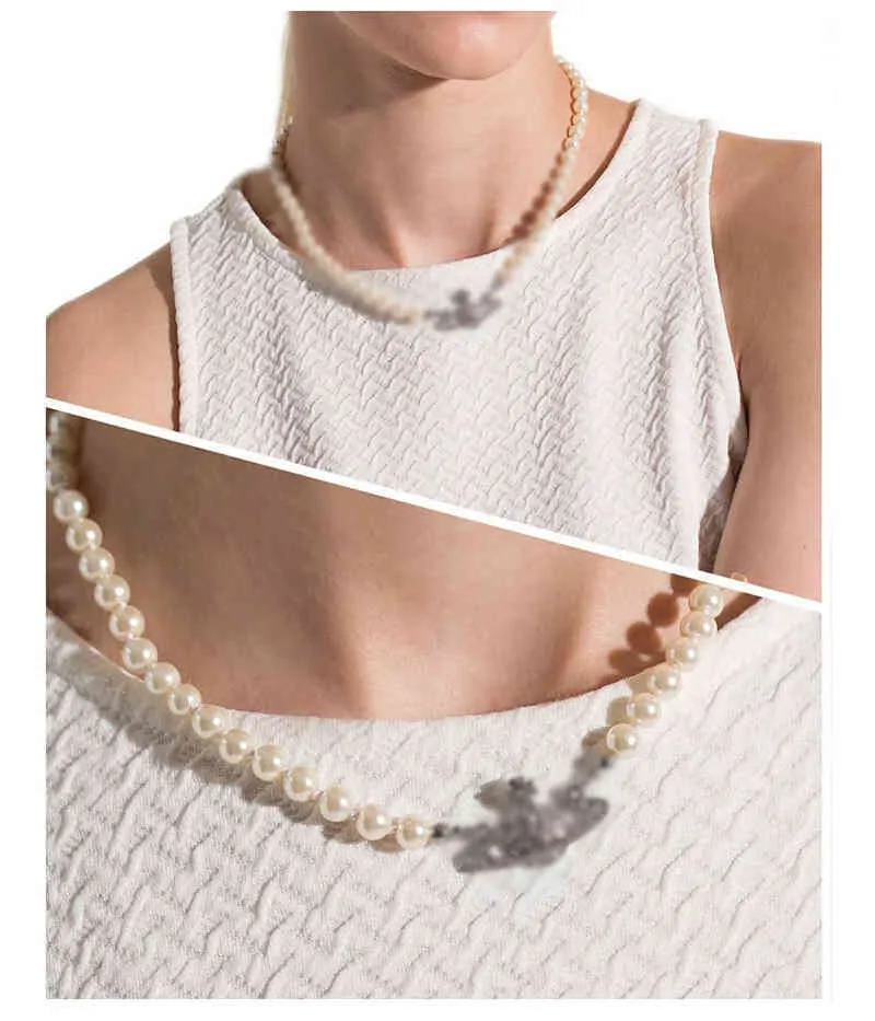 Frauen Perlenkette Satelliten Halskette Halskette elegantes Schlüsselbein Anhänger Punk Halskette Barock Perlen Statement Halsketten Luxusmarke Hochzeitsfeier Schmuck Schmuck