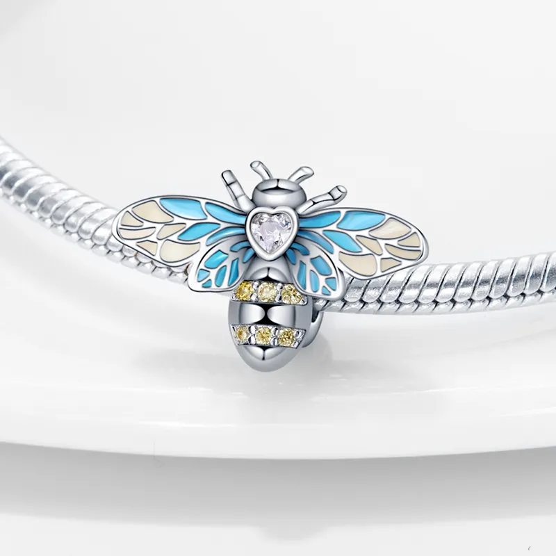 925 Silver Fit Pandora Original Charms Diy Pendant Women Armband Pärlor Butterfly Flower Bouquet Bee Dragonfly Dingle