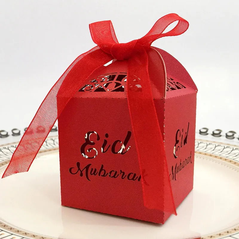 10 pièces Laser Cut cadeau décoration boîte à bonbons pour Eid Mubarak Hajj Ramadan musulman événement fête faveurs décorations 220707