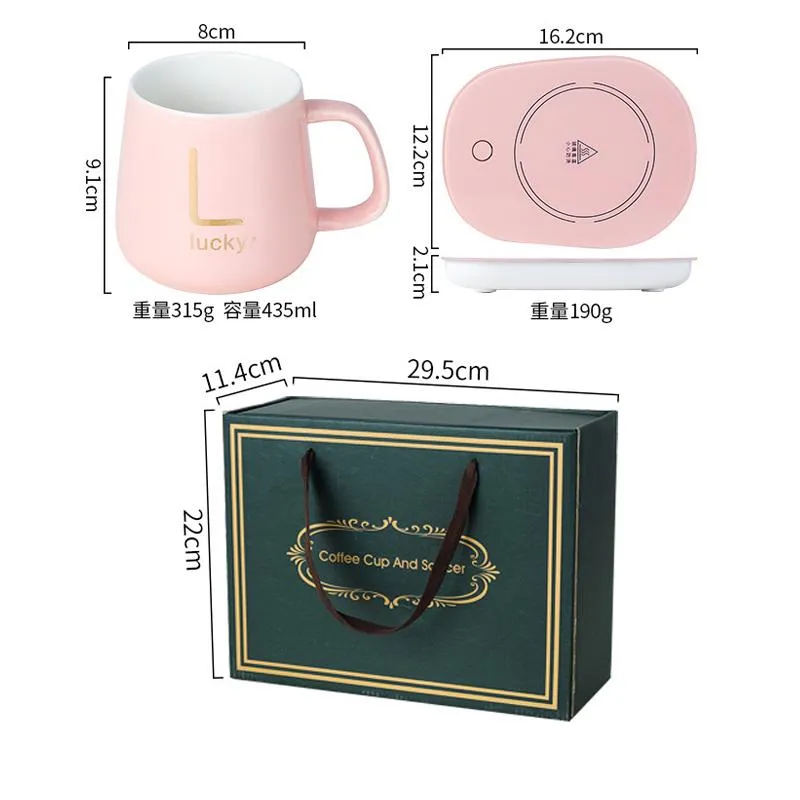 Mugs Electric Heated Mug USB Pad Warmer Powered Cup Office Coffee Milk Tea Water Heating Constant-temperatures Set294D