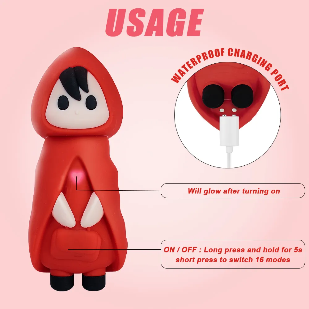 Cute Little Red Riding Hood Shape Clitoris Stimulator Nipples Vaginal Anal Vibrator Orgasm Egg Vibrating sexy Toy
