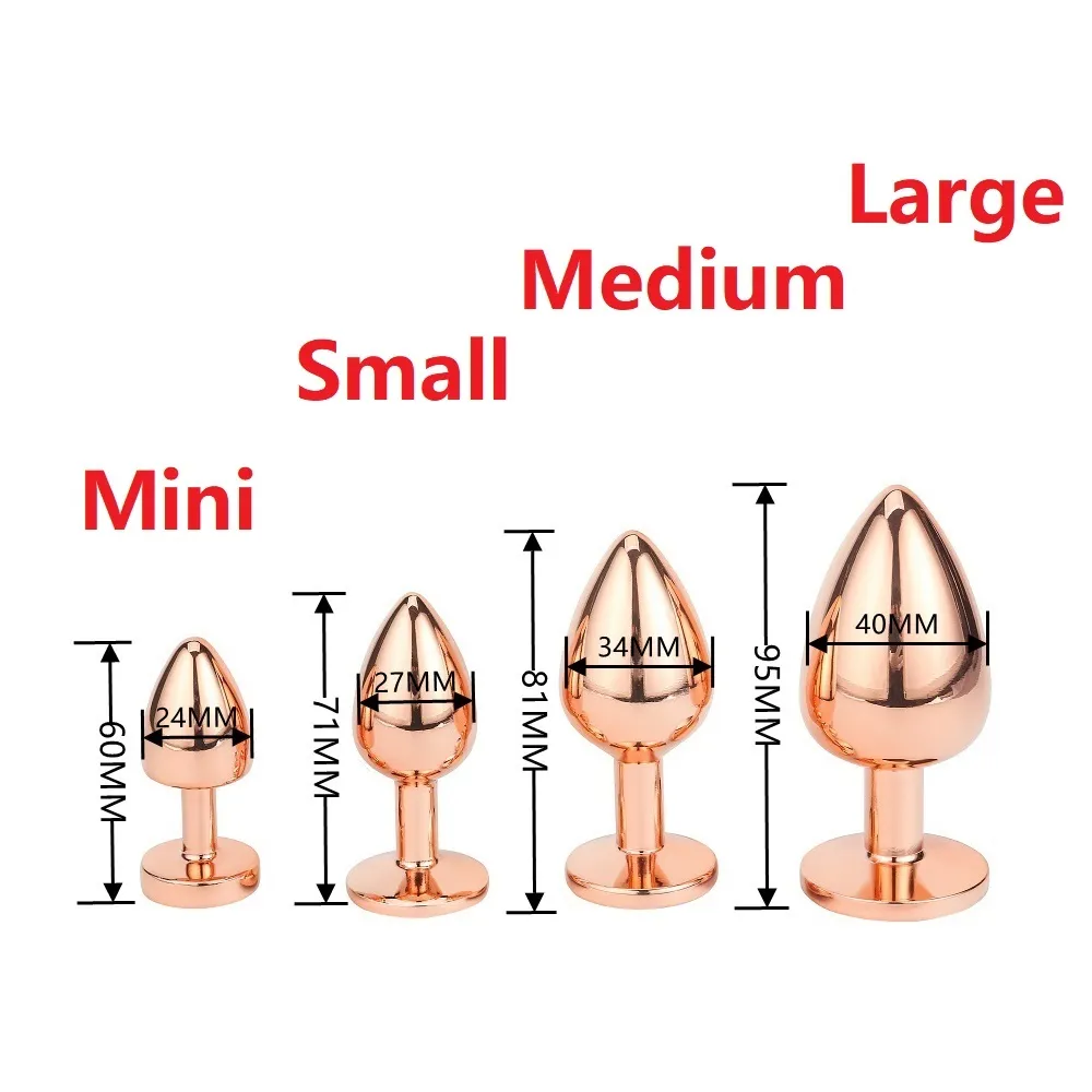 Mini small medium large set Crystal Heart round rose gold rainbow Metal anal beads butt plug Jewelry insert vibrator sexy toy237Y3987866