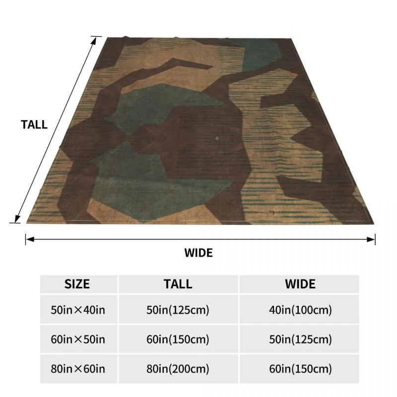 Mantas Splintertarn Camuflaje alemán Manta difusa Ejército Camuflaje militar Tiro personalizado para cama Sofá Sofá Alfombra Pieza Mantas Bla2887