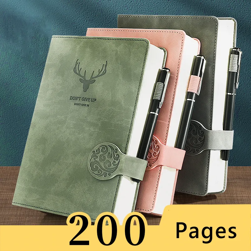 A5 Journal Notebook 200 Pages Retro Planner Office Work Business Notepad Soft Leather Diary School Supplies Stationery 220713