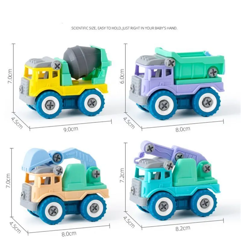 4 pezzi di costruzione giocattolo ingegneria auto camion dei pompieri vite costruire e smontare ottimo bambini ragazzi 2206171611441