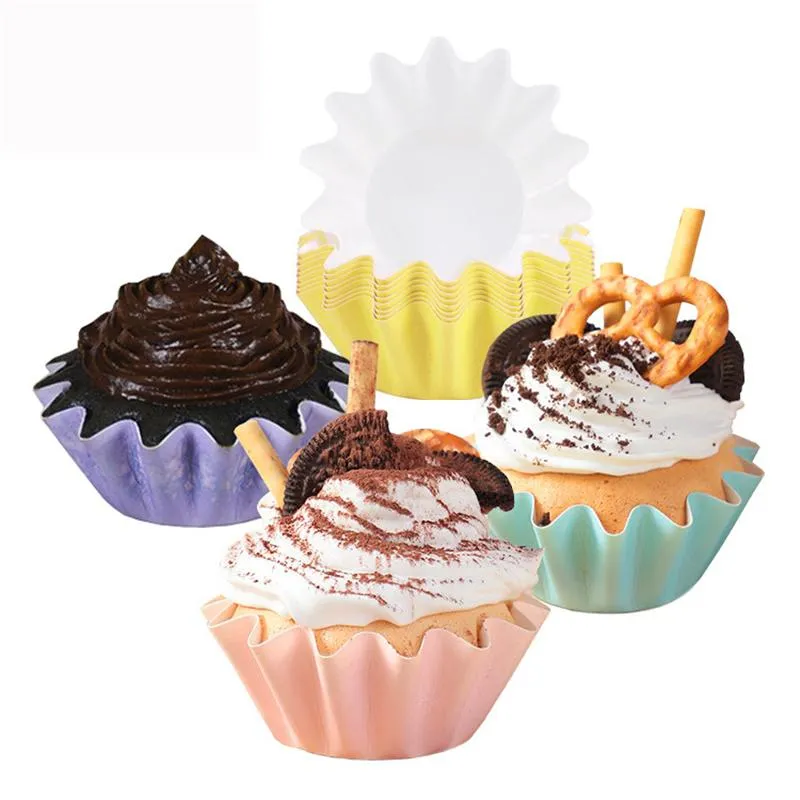 Wave Cupcake Liners Paper Baking Cups Muffin Wrappers Greaseproof Brioche Mold Cake Case Trays Holder