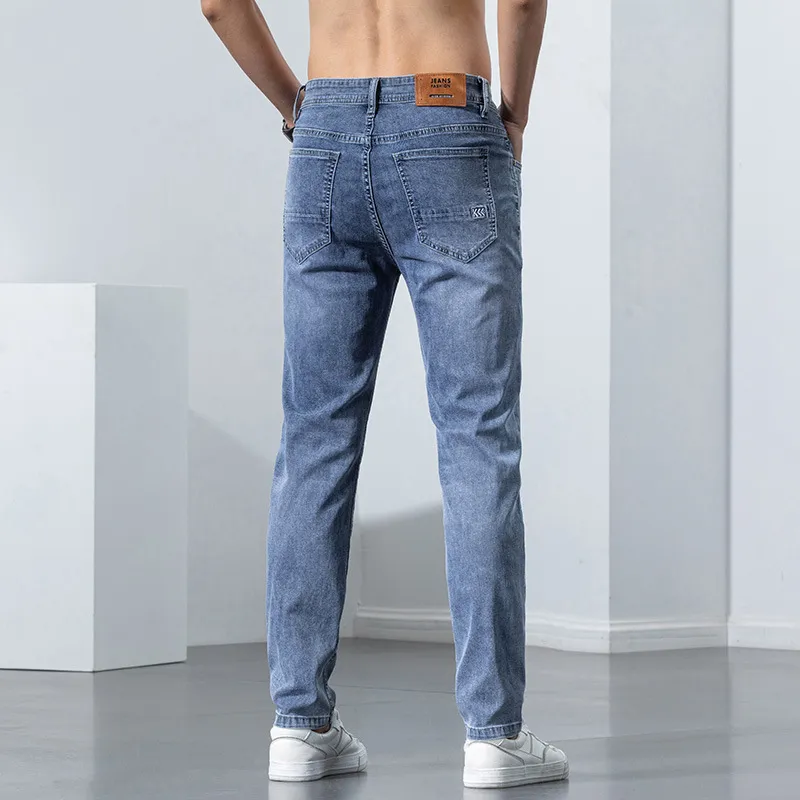 Jean Slim extensible pour hommes mode printemps décontracté coton Denim pantalon ajusté pantalon masculin 220726