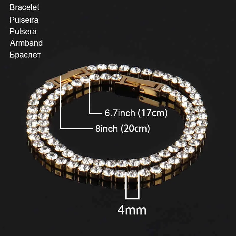 Gothic 4Mm Tennis Chain Stainless Steel Necklace For Women Jewelry Men Hip Hop Necklaces Colorful Zircon Necklace Choker Necklace