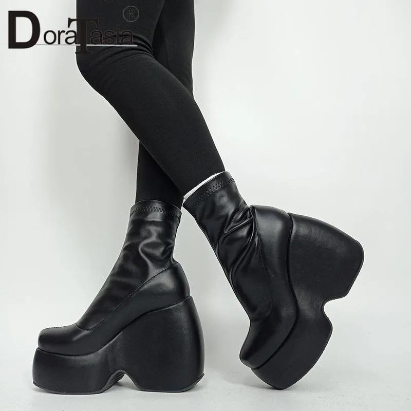 DORATASIA marque dames haute plate-forme bottes mode compensées talons hauts femmes bottes fête Sexy fond épais chaussures femme 220815