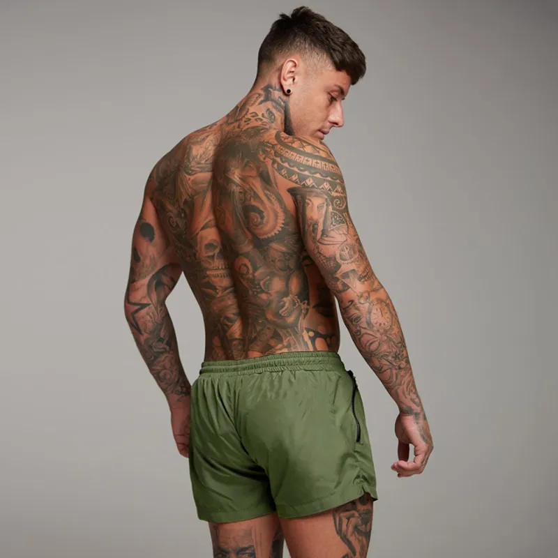 Летние пляжные шорты мужские багажники мода бренд мягкой одежды армия зеленые боксеры твердые короткие штаны мужчина 220425