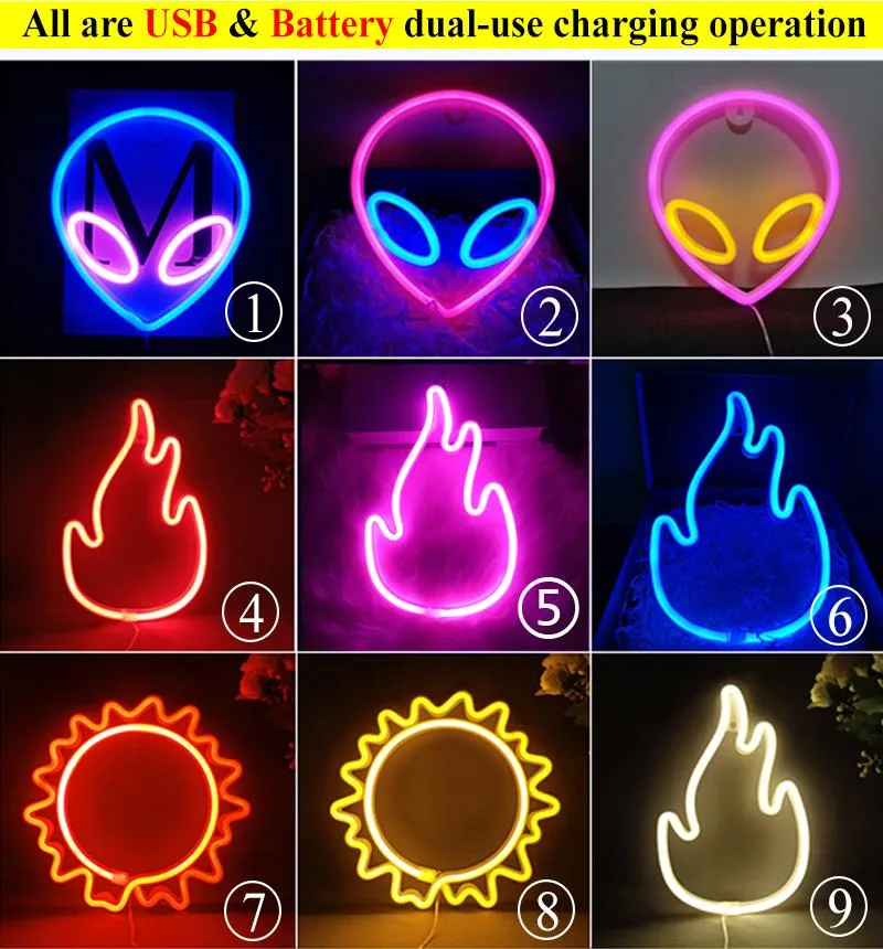 Styles de lumière nocturne Signe de lumière néon pour les enfants Childre
