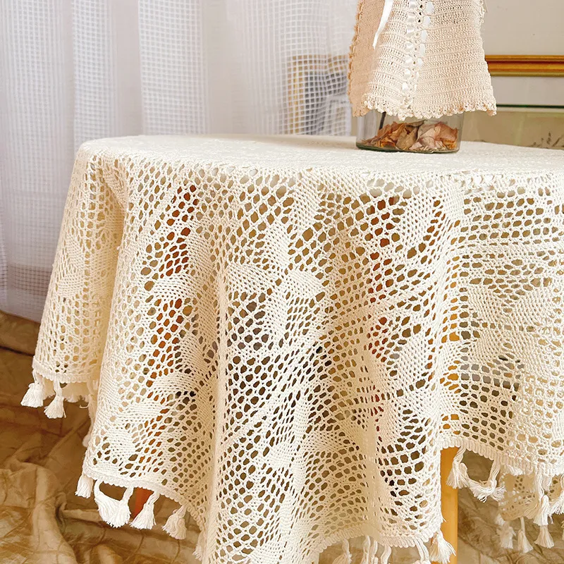 Mantel de encaje, mantel tejido, cubierta de mesa rectangular para cubierta de mesa de té a prueba de polvo, Obrus Tafelkleed mantel mesa nappe CX220413