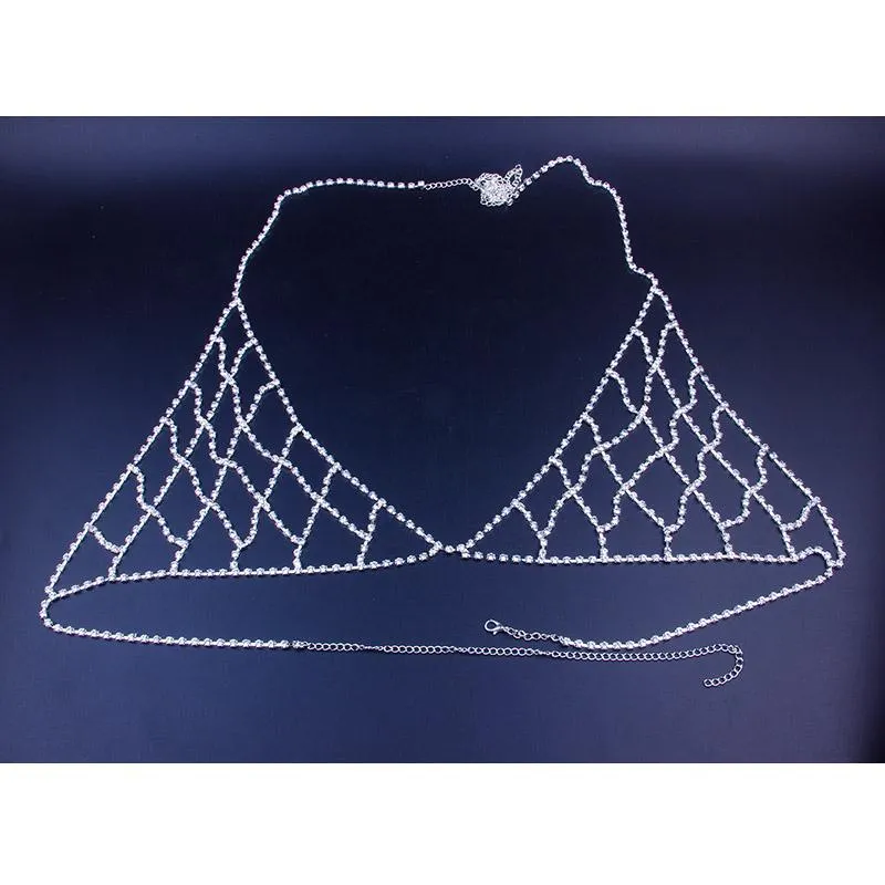 Chaines Stonefans Rhingestone Bra chaîne cristal plage bijoux bijoux de poitrine brillante Bikini Femme Collier Drop266E