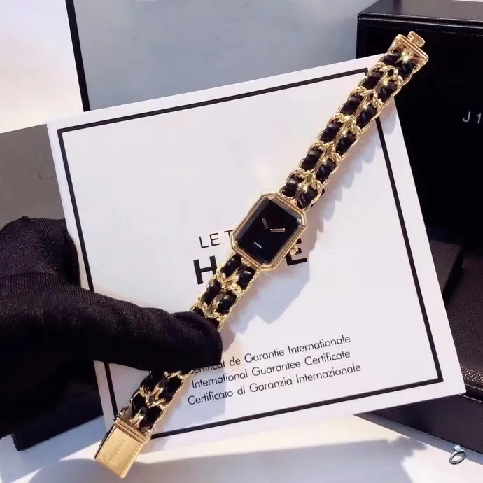 Gota relógios femininos 16mm dial ouro preto corrente quartzo senhora relógio de pulso elegante montre de luxe342g