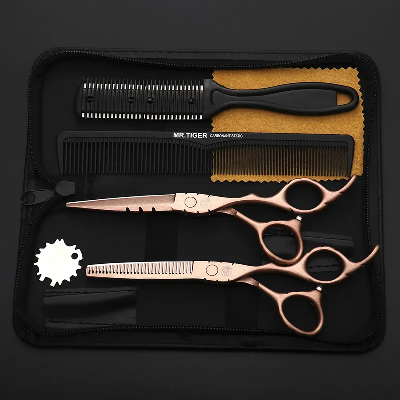 Sharp Blade 5.5 6.0 tum frisör sax professionell uppsättning skärare barberare scissor cut razor makas 220317