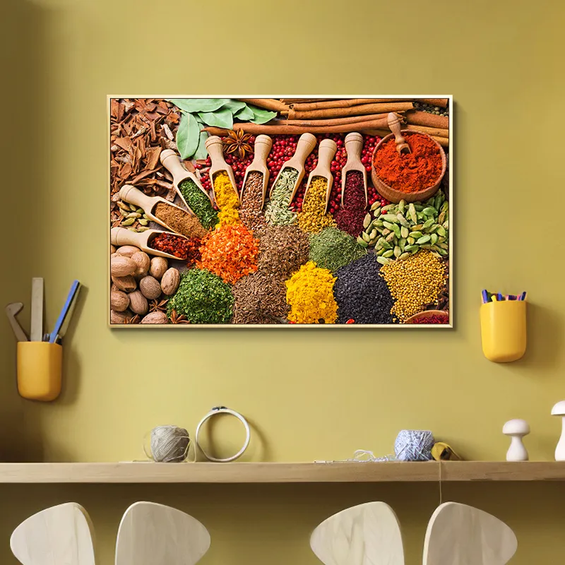 Grönsakskorn kryddor kök canvas målning cuadros skandinaviska affischer och tryck väggkonst bild för matsal dekor
