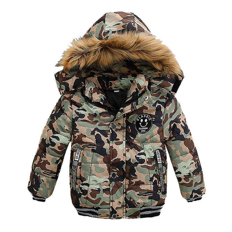 Jacket voor het labelen van een jongensletter Dikke jas winter plus fluweel plus fluweel houden warm 2-8 jaar oude babykwaliteit kindkleding J220718