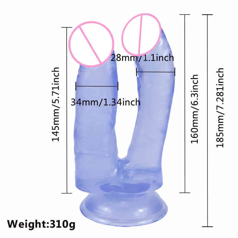 Nxy Dildo Pene simulato Pvc a doppia testa che indossa Giocattoli sessuali lesbici da donna Prodotti adulti Falso 220601