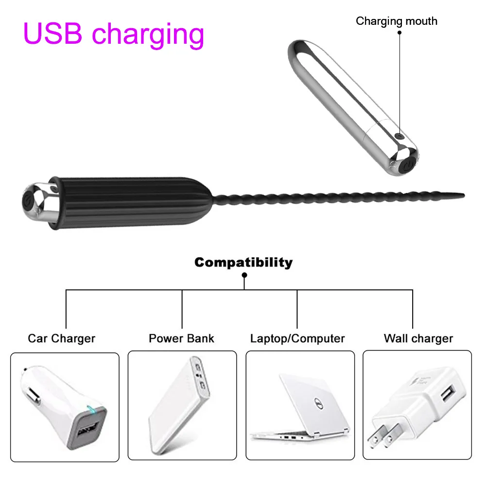 Urethral Vibrator Catheter Penis Plug Vibring Sexy Toys For Man With Bullet Insertion Urethra Sound Dilator