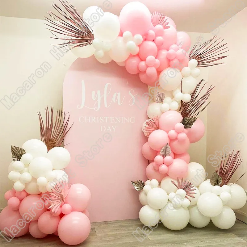 Macaron Pink Wedding 1 Birthday Party Arch Backdrop Baby Shower DIY Golden Welcome Decoration Event Balloon Garland Kits 220523