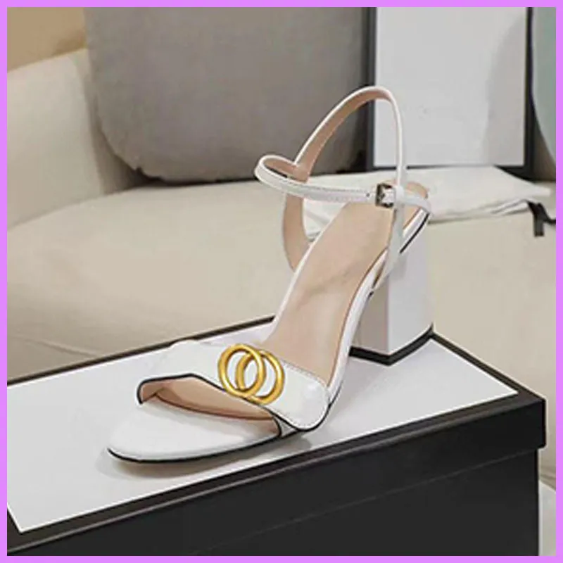 Classic High Heeled Sandals New Fashion Leather Women Dance Shoe Designer Sexy Heels Suede Lady Metal Belt Buckle Thick Heel Shoes G224131F