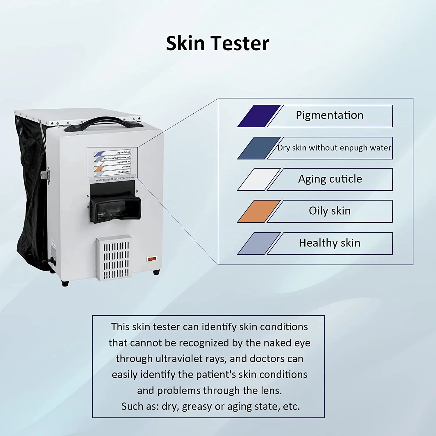 Elitzia ETD1029 Tipo di computer portatile Analizzatore di pelle a luce fredda di bellezza UV