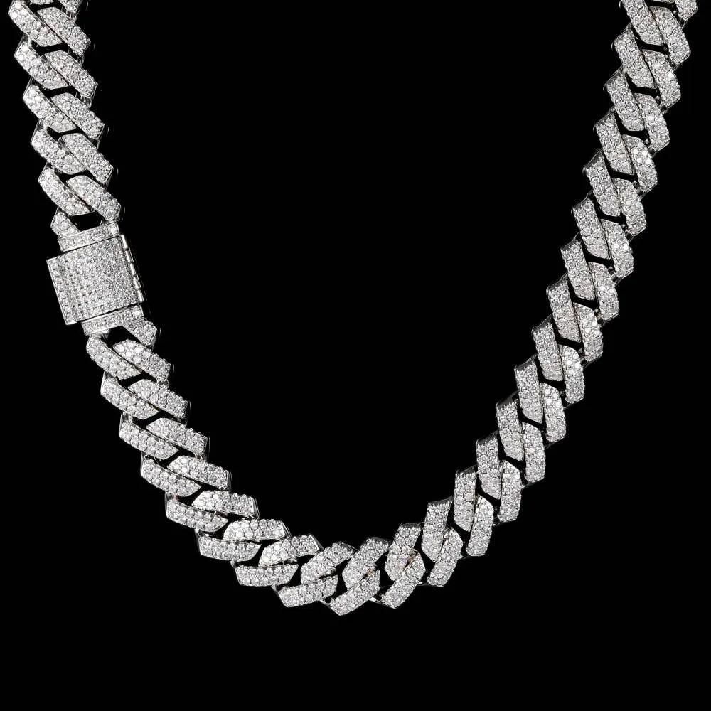 Hiphop14mm cadena cubana de diamantes con incrustaciones de cobre doble fila circón hip hop bar collar para hombres joyería 218q
