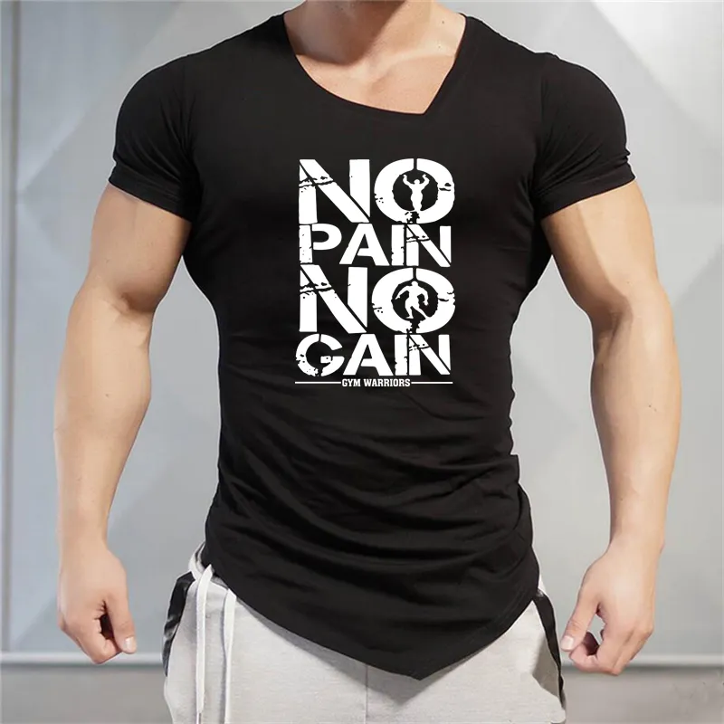 Muscle Guys Moda Fitness Tshirts Vücut geliştirme Fitness Marka Giyim Giyim Pamuk Erkek Kısa Kollu Tshirt Egzersiz Tees 220621