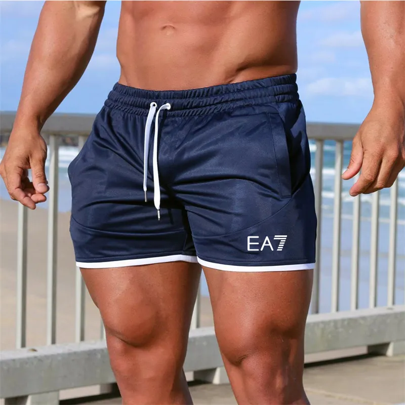 Men shorts de fisicultura de fitness shorts de verão ginásio esportivo malha de malha de praia de praia rápida marca de treino seco respirável calças curtas 220715