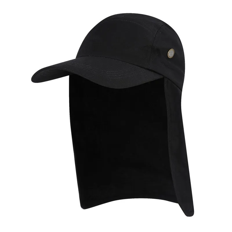 Unisex Visor Cap Hat Outdoor UPF 50 Sun Protection with Removable Ear Neck Flap Cover for Hiking Fishing 220813