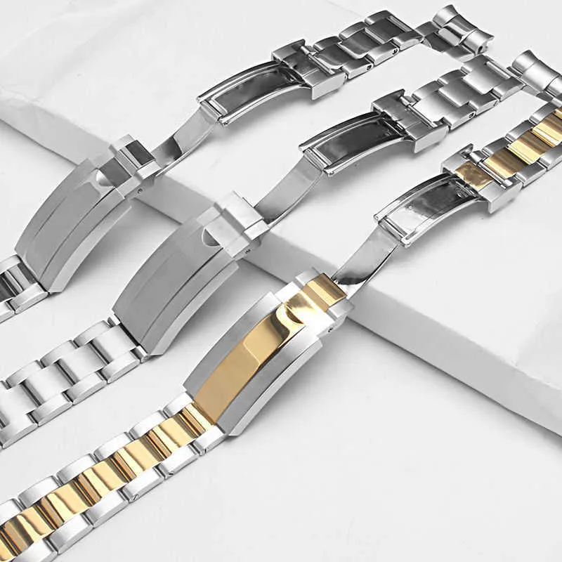 20mm 21mm Cinturino in metallo Rolex Water Ghost Series Cinturino in acciaio inossidabile oro argento uomo Donna Durabel Wristband Blet