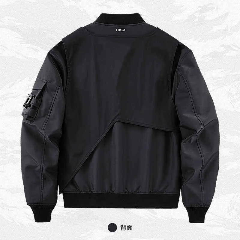 Mcikkny Men Black Techwear Streetwear Casual bomber Jackets Detachable Vest Military Cargo Outwear Coats Hip Hop T220728