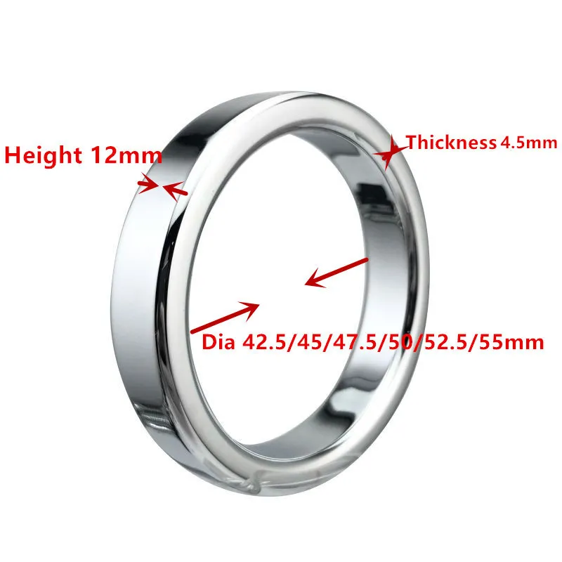 Top quality large size male stainless steel heavy metal penis lock cock ring ball stretcher BDSM erection sexy toy for man