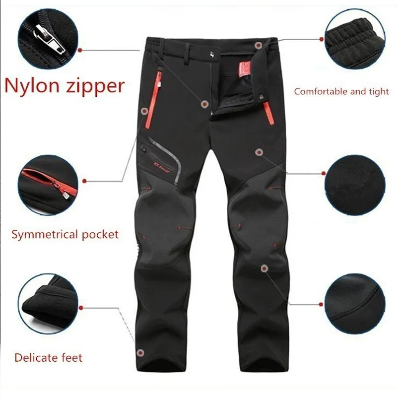 Heren Waterdichte broek Autumn Winter Outdoor Wandel Kampeer Camping Fashion sportbroeken Casual Soft Oversize Fleece Warm Cargo Pants 220704