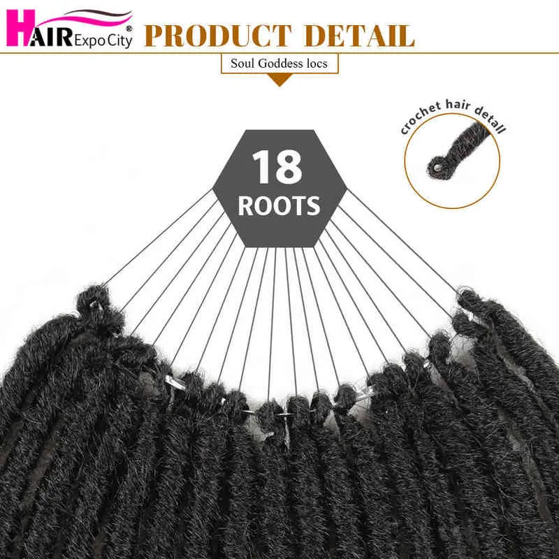 20 pouces Déesse Cheveux Ombre Faux Locs Crochet Tresses Doux Naturel Tresse Synthétique Tressage Extensions Expo 220610