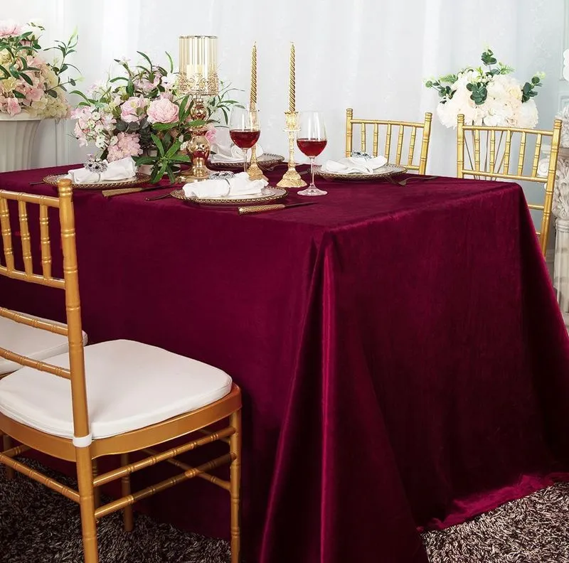 RU114A décoration de fête d'anniversaire de mariage vert foncé bordeaux champagne ivoire rose chemin de table en velours 2208102254535