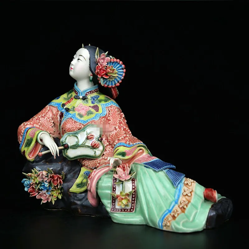 Classica Ladies Spring Craft Arte dipinta Figura Statua Ceramica Antica porcellana cinese Figurine Decorazioni la casa Sculture 220629