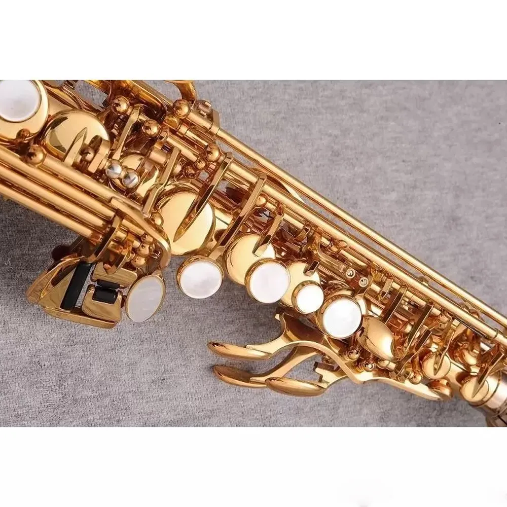 Gold BB Professional Soprano Saxophone YSS-875EX Original en-till-en-strukturstil mässing Guldpläterad saxosoprano