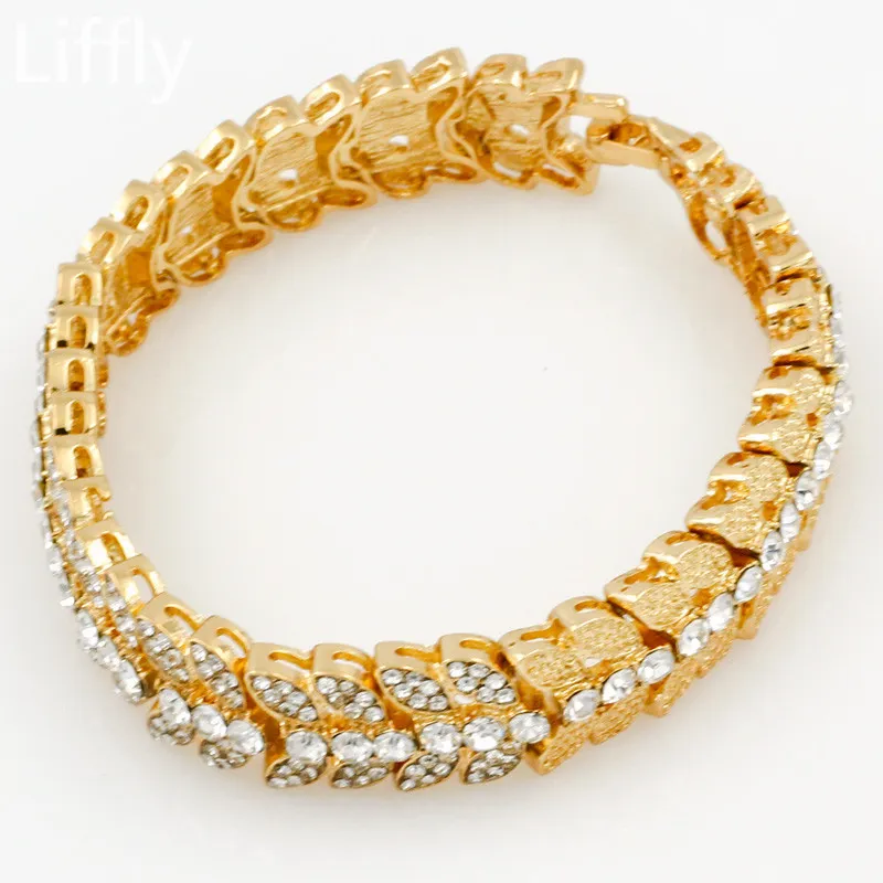 Liffly Fashion Dubai Gold Dewelry Sets Forme Forme Crystal Crystal Bracelet Bracelet Serging Свадебные аксессуары для свадеб 220812