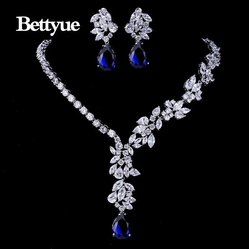 Bettyue marque ensembles de bijoux de mode AAA multicolore Zircon personnalité asymétrique ensembles de bijoux pour femme cadeau de charme de mariage 220726