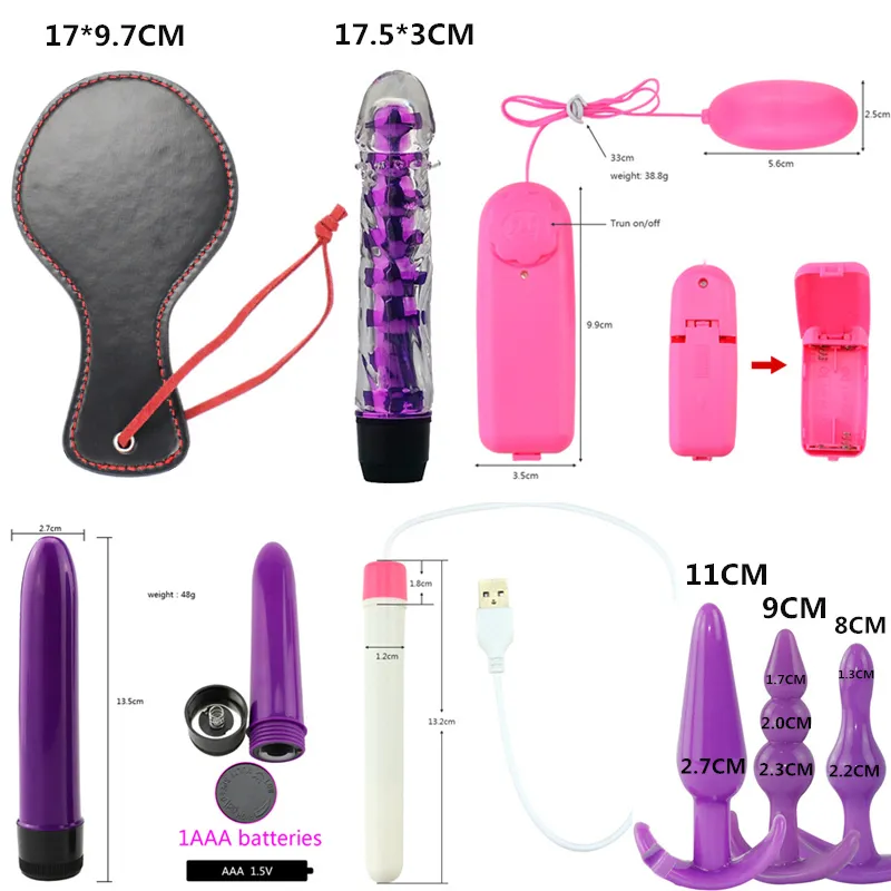 sexy Toys for Women SM Toy Set Handcuffs Whip Spanking Anal Plug Bdsm Kits Vibrator Bondage Gear Games Adults
