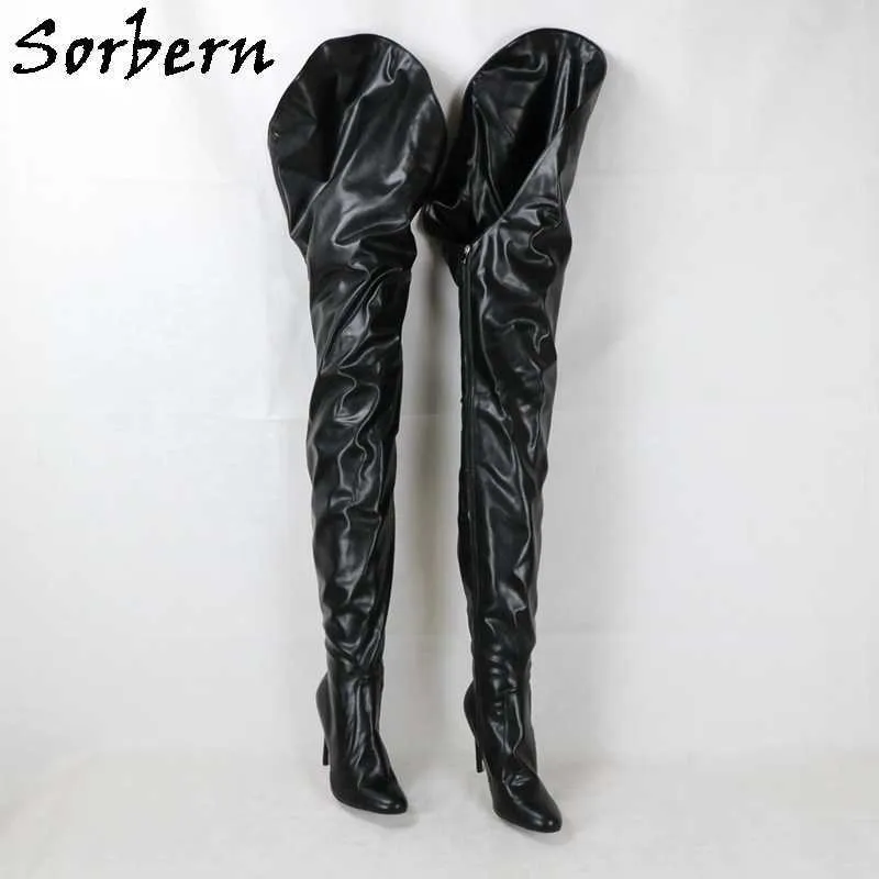 Sorbern 85Cm/125Cm Long Boots Women Cute Round Toe High Heel Stilettos Winter Style Lady Boots Customized Crotch Thigh High