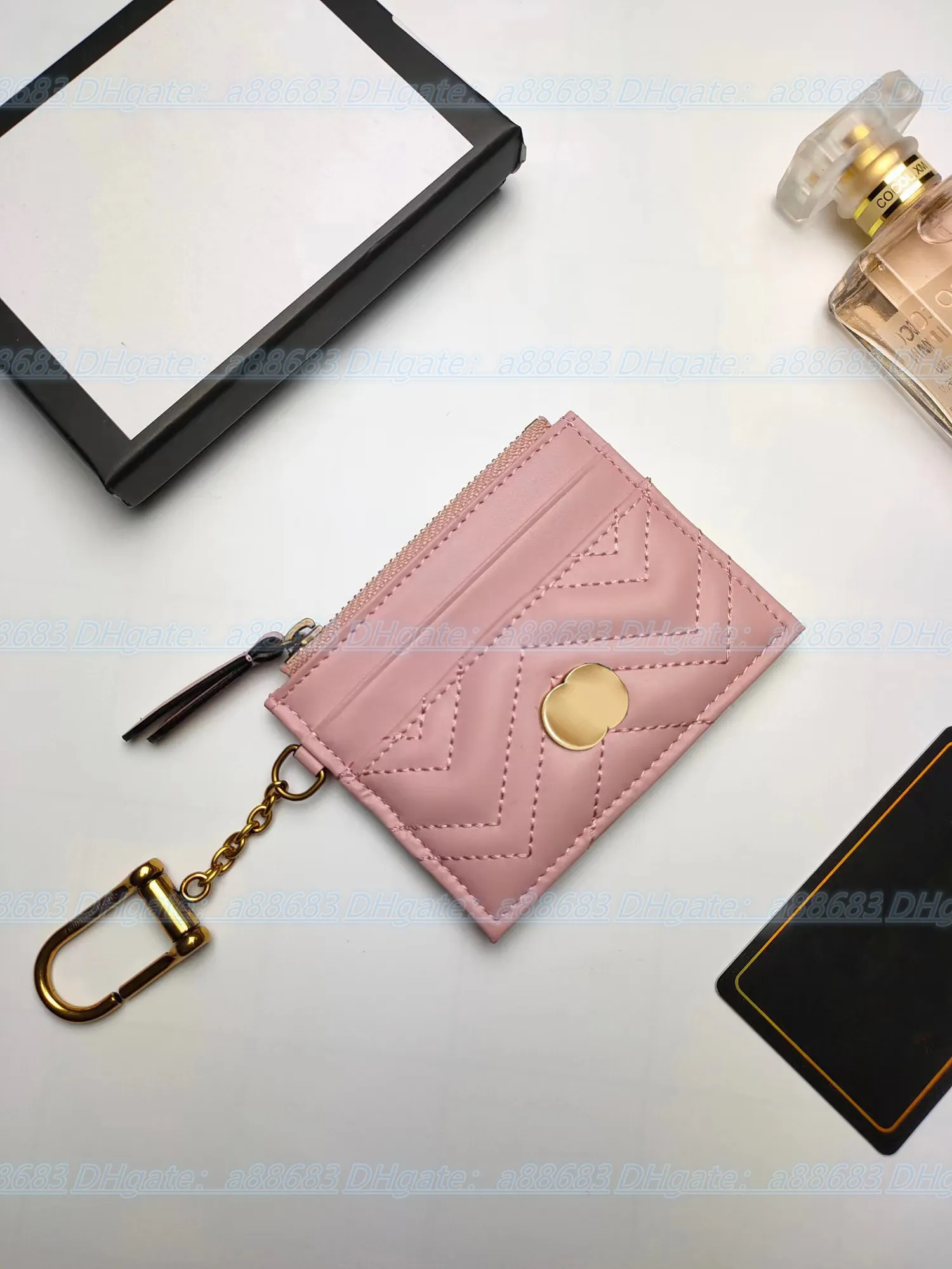 Luxurys Designers Card Holder Purse Key Famous Pouch Marmont dragkedja Plånböcker Modekort Hangbagmynt äkta män plånbok läder226q