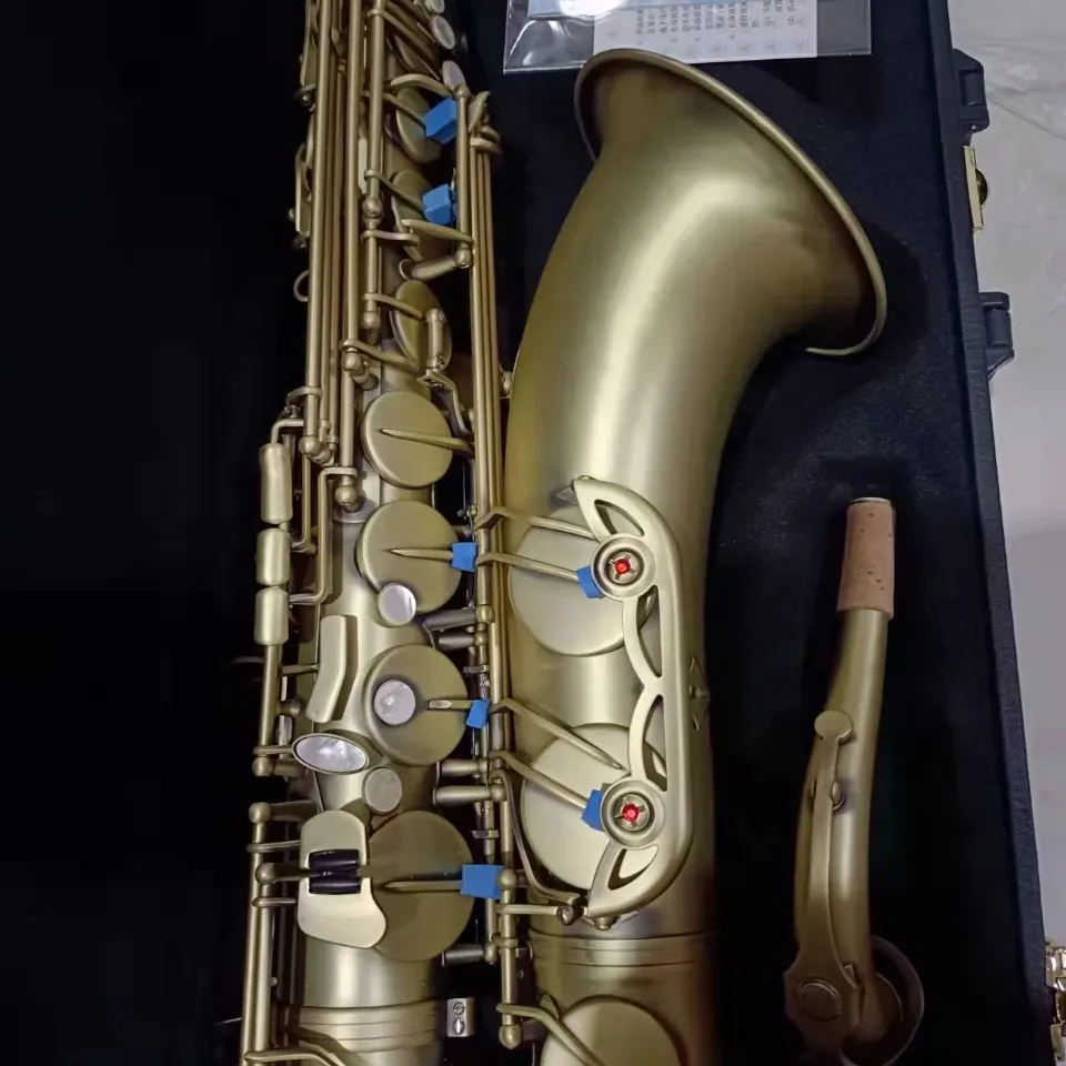 Retro Antique Copper 62 professionelles Tenor-Saxophon-Upgrade Double-Rib-Töne BB Tenor SAX Jazz Instrument