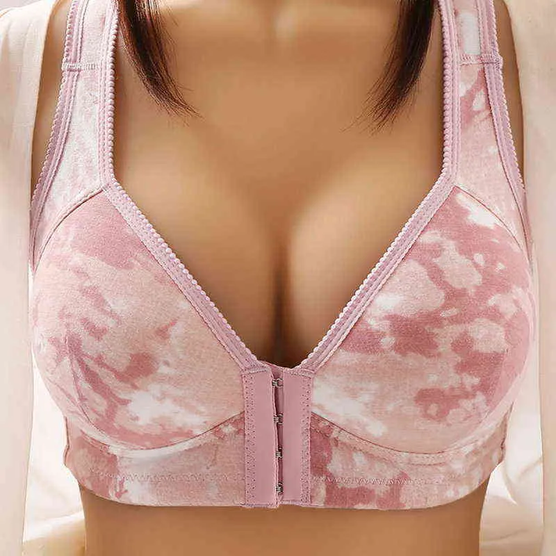 Women Bra Tie Dye Front Closure Collect Underwear Breathable 2022 New Without Steel Ring Lady Underwear Push Up Bra L220727