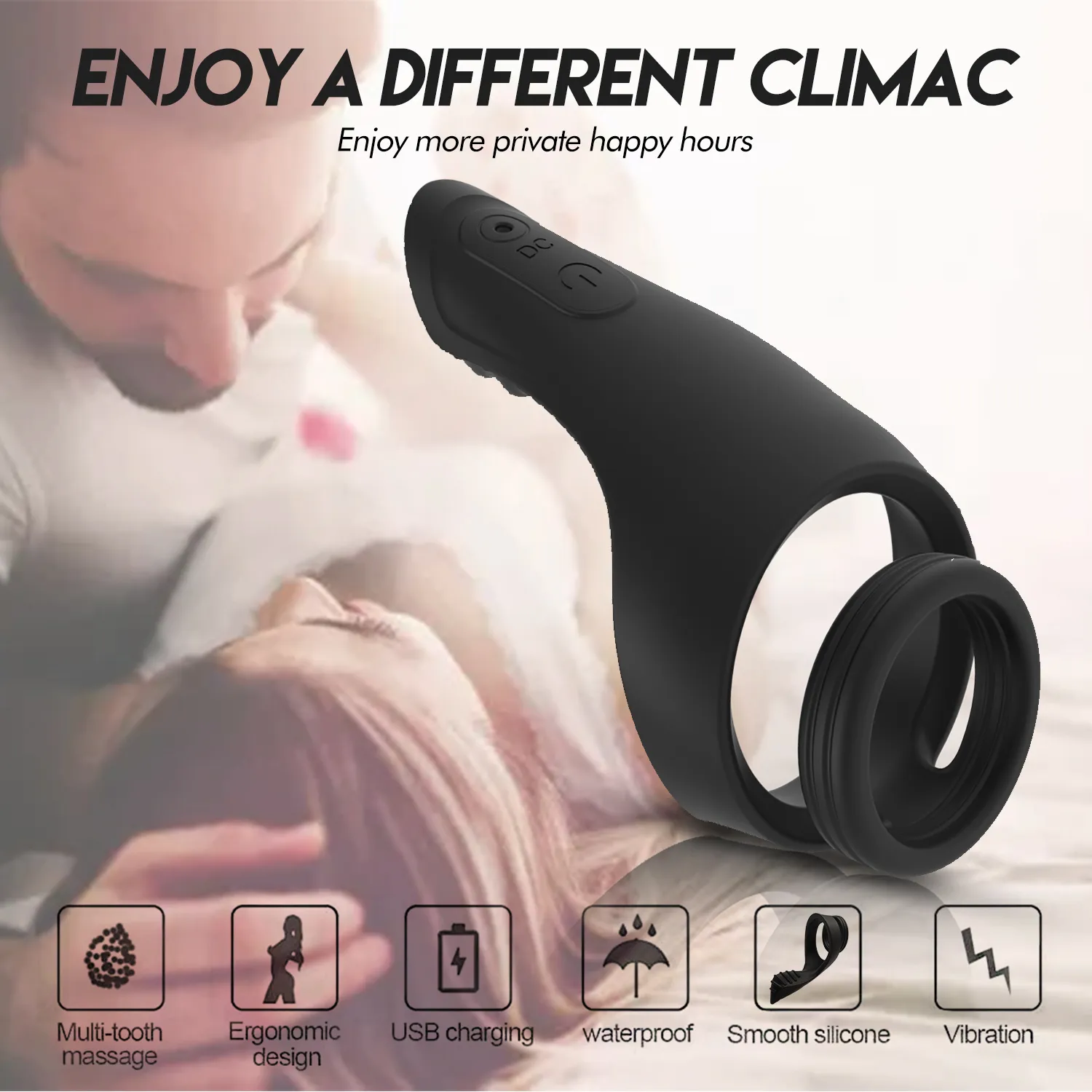 Potente anello pene a base di erbe giocattolo sexy uomo 10 modalità di vibrazione di frequenza eiaculazione prolungata vibratore gallo impermeabile in silicone