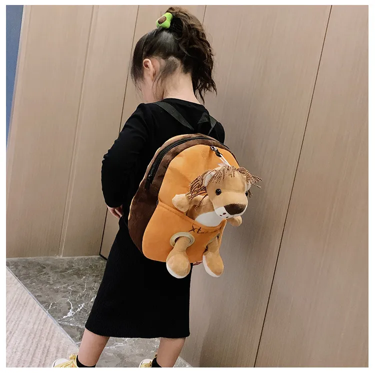 Mochila de felpa animal Dibujos animados Tigre Jirafa Bolsa escolar Bolsa para niños Muñeca desmontable Felpa Suave Bebé Juguetes Niños Cumpleaños Regalo de Navidad 220425