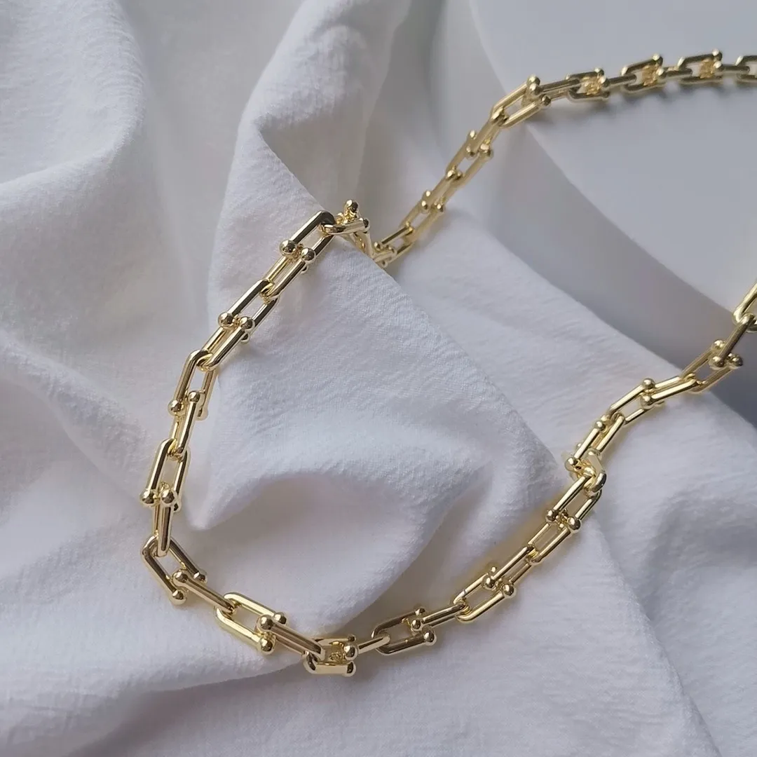 Collier Bracelet Mince en forme de U en fer à cheval concepteur de matériel pendentif en or pour femmes hommes couple montre de mode Top qualité mariage P238i