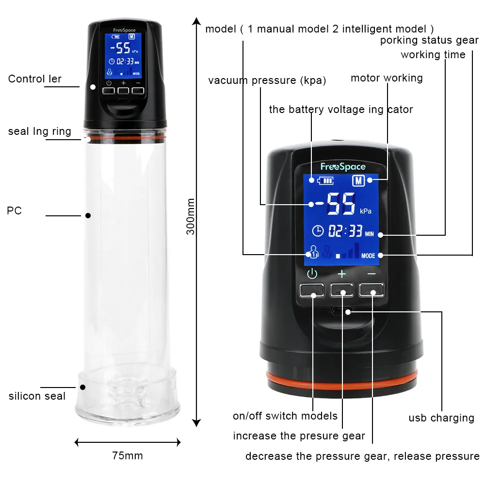 Vatine Penis Extender Electric Pump Automatisk Förstoring Erektion Förstorger Vakuum Sexig Leksak För Män
